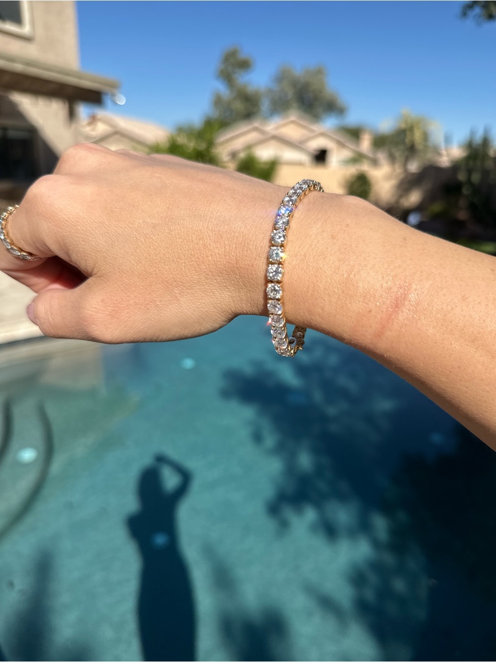 Stunning 16.12 carat tennis bracelet with lab diamonds, 5mm stones 14 kt gold - Picture 5 of 16